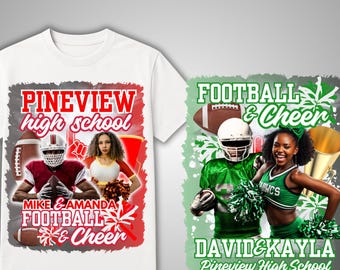 Football and Cheerleader Design for Canva t shirt Template, Editable Gameday tshirt, Personalized High School Sublimation Dtf