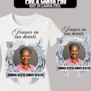 forever in our hearts t-shirt Png & Canva Template Rest In Peace Shirt, In Loving Memory Of, Remembrance Celebration Of Life, Photo