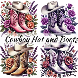 Cowboyhoed en laarzen met zonnebloemen Cowboylaarzen voor commercieel gebruik