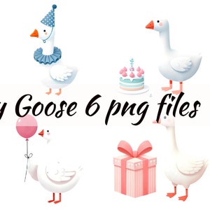 Birthday Goose Clipart-Commercial Use- Happy Birthday Goose Clipart Collection Geese with Gifts, Cake, and Balloons