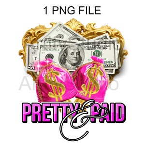 Black Girl With Money Png Pretty & Paid Black Girl Clipart,, Black Girl Magic, Black Woman Png, Girl Boss Clipart, Sublimation Design,