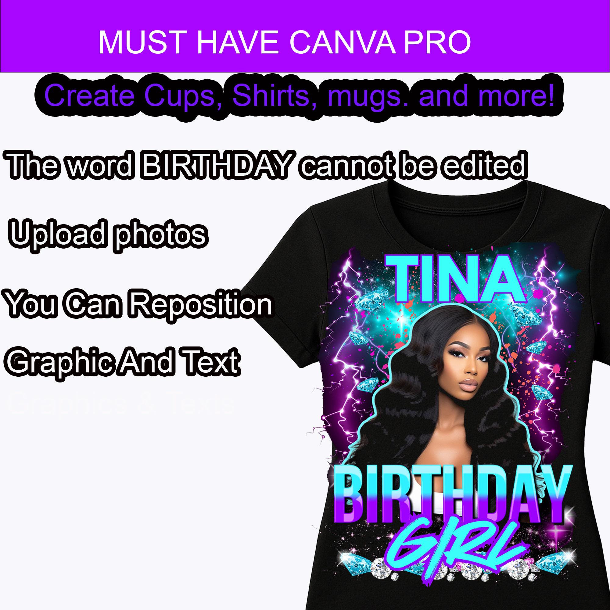 Bootleg Tee Template Canva Personalized Name Birthday Custom Shirt ...
