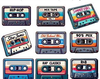 mix tape clipart png 90's Retro-tyle Cassette Tape Hip hop rap R&B commercial use Old School Mixtape