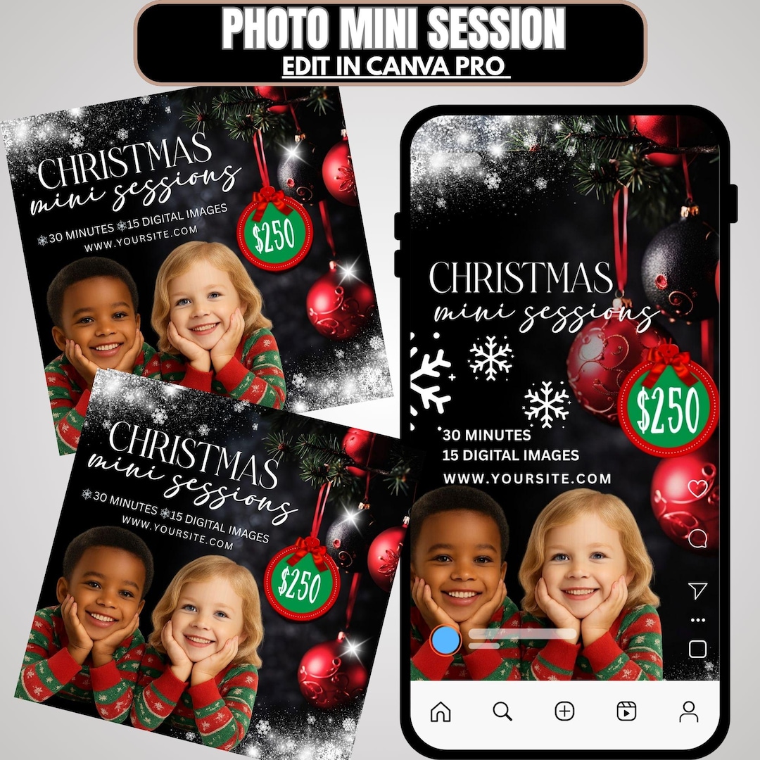 Christmas Minis Template Editable Canva Holiday Marketing, Mini Session ...