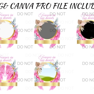 Forever In Our Hearts Png & Canva Photo Frame Template Pink Wings In Loving Memory, Memorial Background, In Memory Of In Our Heart Rest In