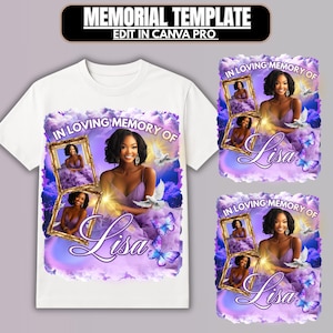 en chemise souvenir d'amour en chemise photo commémorative violette, modèle personnalisé de toile commémorative, arrière-plan commémoratif, à la mémoire d'amour de, mémorial