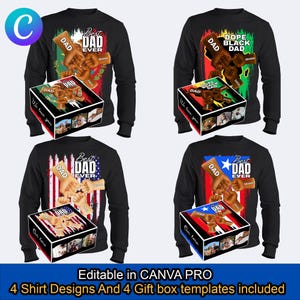 Modello di maglietta con scatola regalo per la festa del papà per Canva Shirt Gift Box Design, scatola regalo personalizzata, maglietta personalizzata Canva modificabile Miglior papà di sempre,