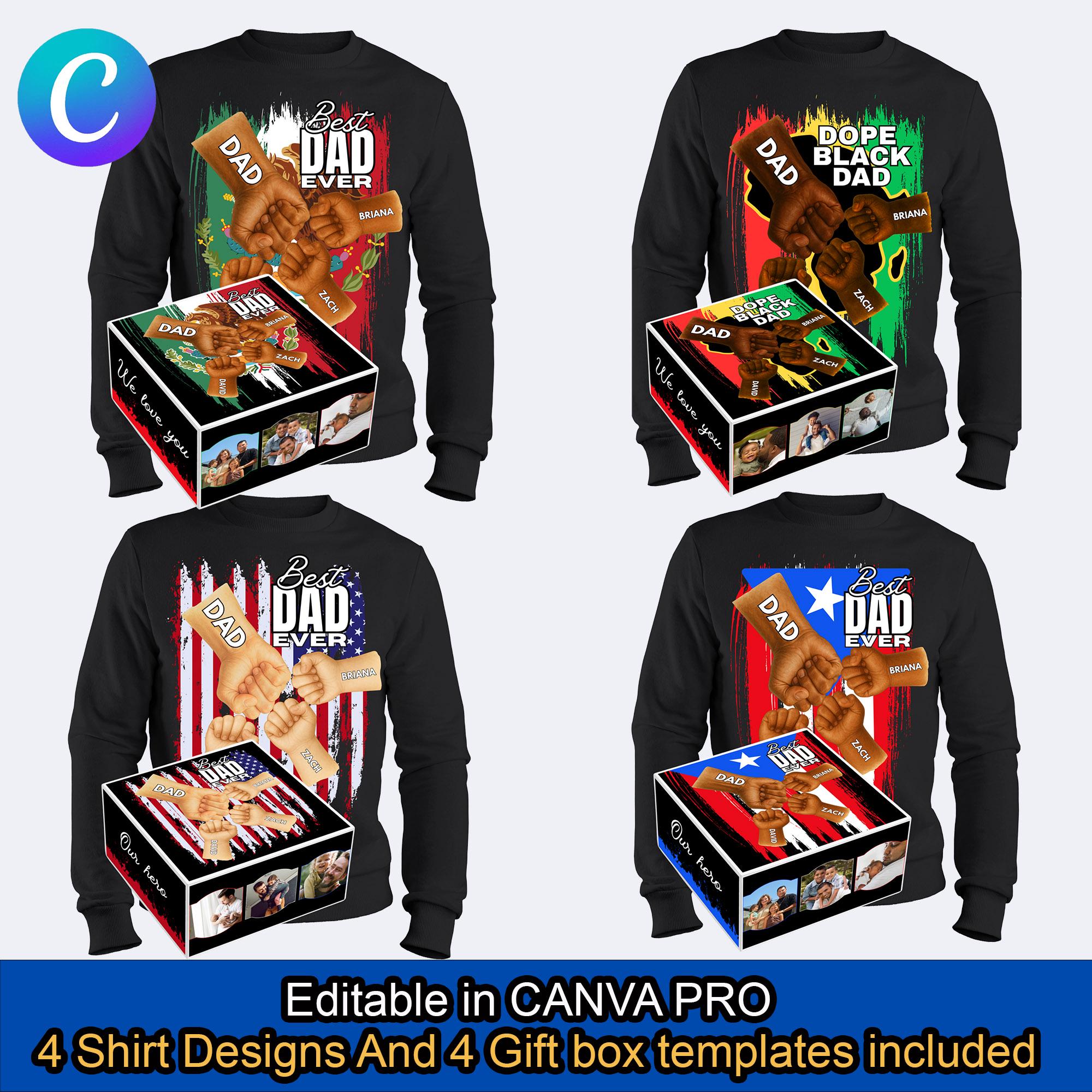 Fathers Day Gift Box Shirt Template for Canva Shirt Gift Box Design ...