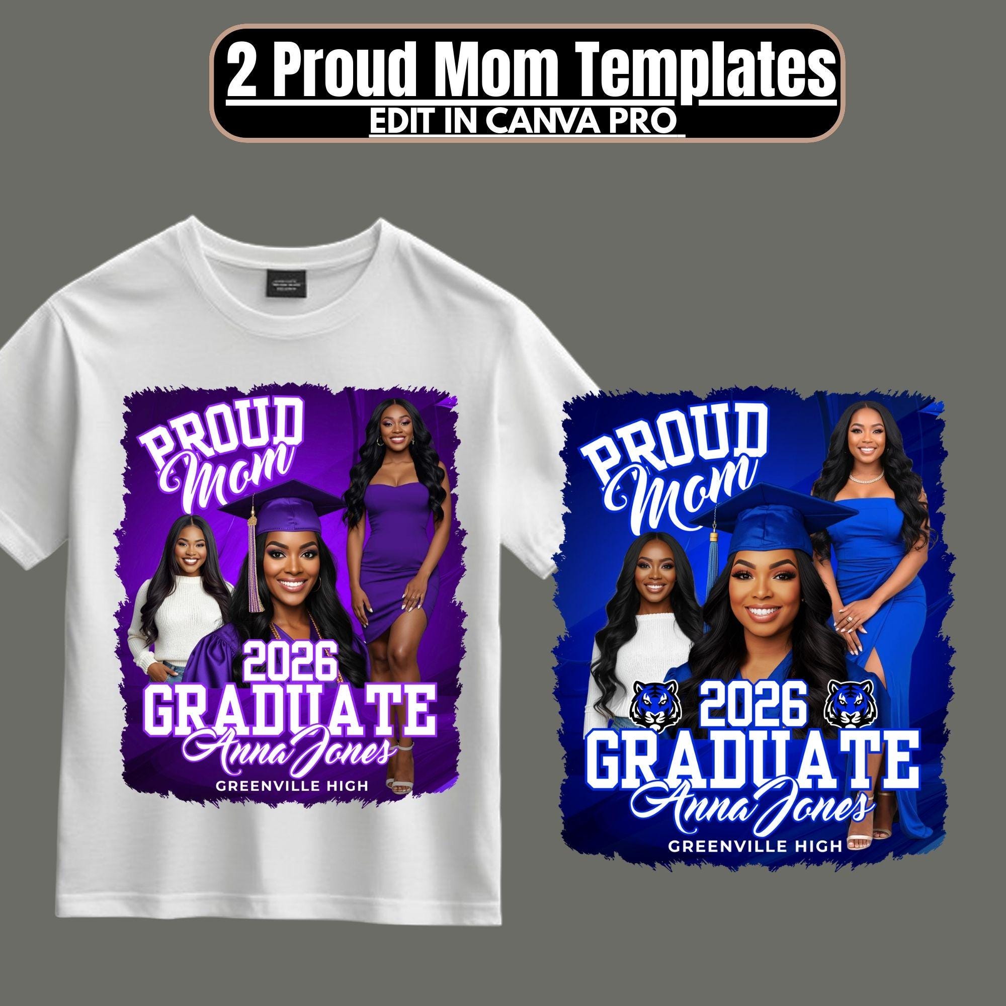 Graduation T-shirt Design Proud Mom Grad Shirt Set Canva Editable ...