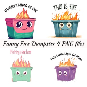 Clipart de incêndio de caçamba - Caminhão de caçamba engraçado aquarela PNG - Tudo está bem - Uso comercial
