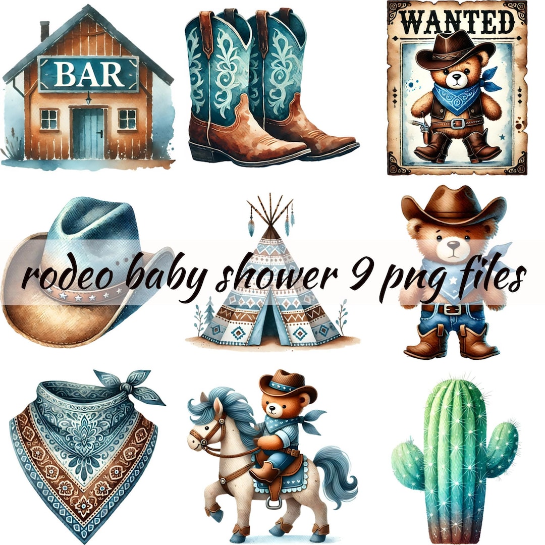 Rodeo Baby Shower Clipart-cowboy Birthday Cowboy Baby Shower ...