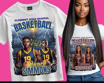 Basketbalshirtontwerp, canvassjabloon, bewerkbare gameday-t-shirt, seniorenavondshirt, gepersonaliseerd, sublimatie, DTF