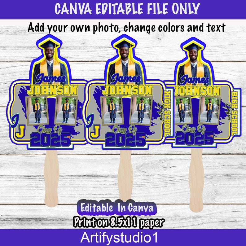 Grad Fans Template Canva Template Editable Personalized Fans Face Fan ...