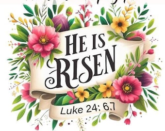 Bible Clipart Cute png He is Risen Floral Clipart Commercial Use Easter Clip Art Luke 24