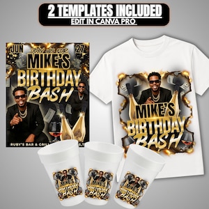 Club Flyer für Männer T-Shirt Design Canva Vorlage Geburtstagseinladung, Geburtstagsfeier Flyer, Geburtstagsflieger für Männer, Geburtstagsfeier Personalisiert