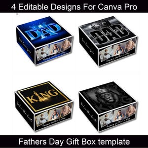 Vaderdag geschenkdoos canvas sjabloon geschenkdoos ontwerp, gepersonaliseerde geschenkdoos, aangepaste doos canva bewerkbaar beste vader ooit, digitale download
