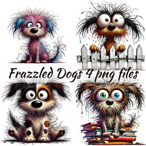 Frazzled Dog Clipart- Quirky Dog Png- Commercial Use