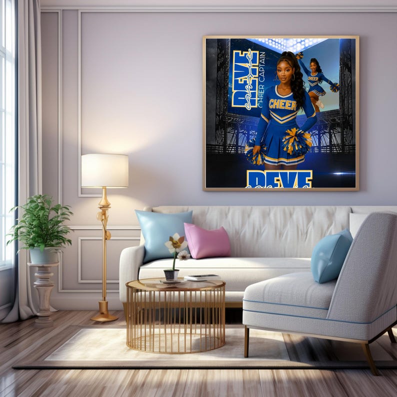 Cheerleading Poster Cheer T Shirt Design Editable Canva Template Cheer