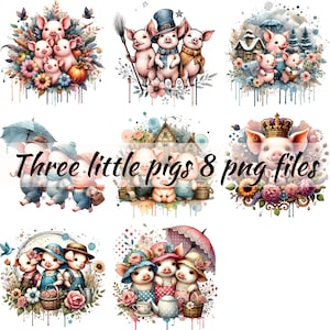 Drei kleine Schweinchen Clipart- Kommerzielle Clip Art- Schwein Clipart- Png Schweine-
