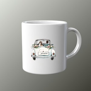 Just Married Car Clipart Watercolor PNG Bride and Groom Watercolor ...
