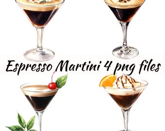 Espresso Martini Cocktail Clipart Watercolor Png Commercial Use