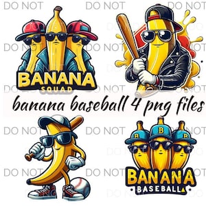 Clipart banane baseball png-Banana Squad banane jouer au baseball usage commercial