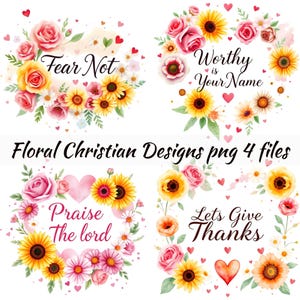 Christelijke bloemen clipart - Praise The Lord Instant Download voor commercieel gebruik - Prachtige aquarelontwerpen