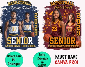 Senior Basketball Senior Night Template Canva Editable Gameday tshirt, Personalized Sublimation Design