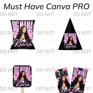 Big mama party template Bundle birthday Shirt & Styrofoam Cup Designs Canva Editable,Party Pack, Water Bottle, Chip Bag, Lip Gloss Labels.