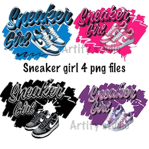 Schwarzes Mädchen mit Turnschuhen png Kommerzielle Nutzung Sneaker Mädchen PNG Bundle Sublimations Designs