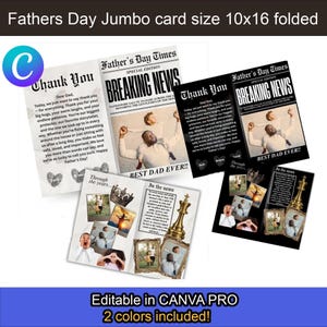 Vaderdagkrant voor canvas bewerkbare sjabloon Jumbokaartsjablonen, Happy Fathers Day, kaart, Vaderdagcadeau, cadeaus voor nieuwe vader,