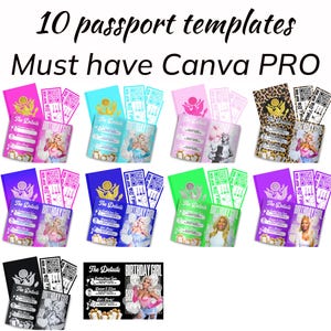 Editable Birthday Passport Template Canva Template Passport Invitation, Birthday Invitation, Editable Invite Passport Template, Passport