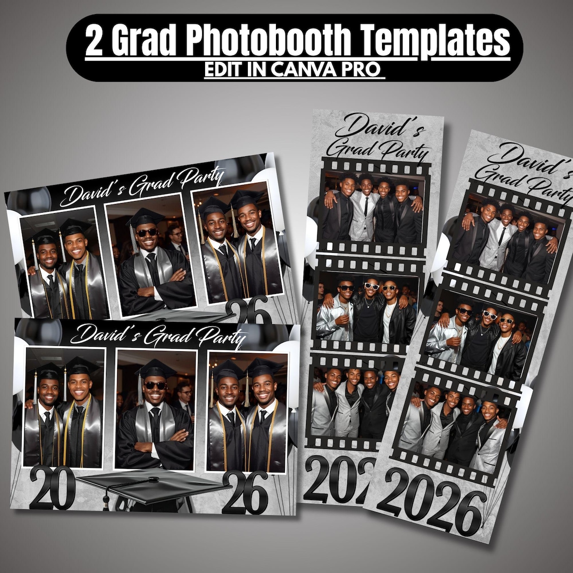 Grad Overlay Photo Booth Template, Graduation Party, Canva Template Editable Overlay ...