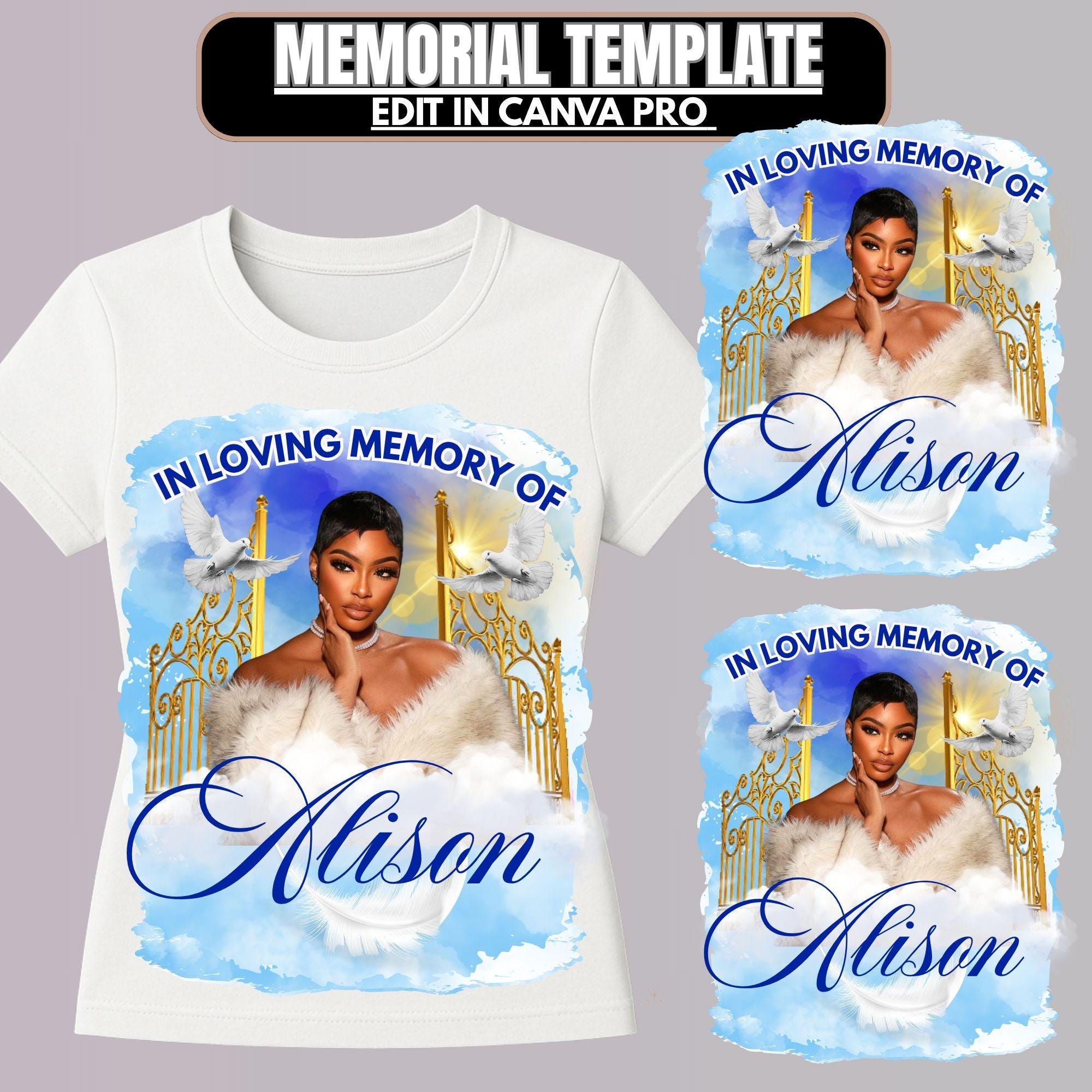 In Loving Memory Shirt Blue Rest In Peace, Canva Template Editable Memorial Background, In Loving Memory Of, Funeral Shirt Design, Memorial