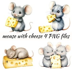 Ratón con queso Clipart - Uso comercial Ratón de acuarela con queso