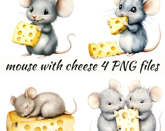 Maus mit Käse Clipart - kommerzielle Nutzung Aquarell Maus mit Käse