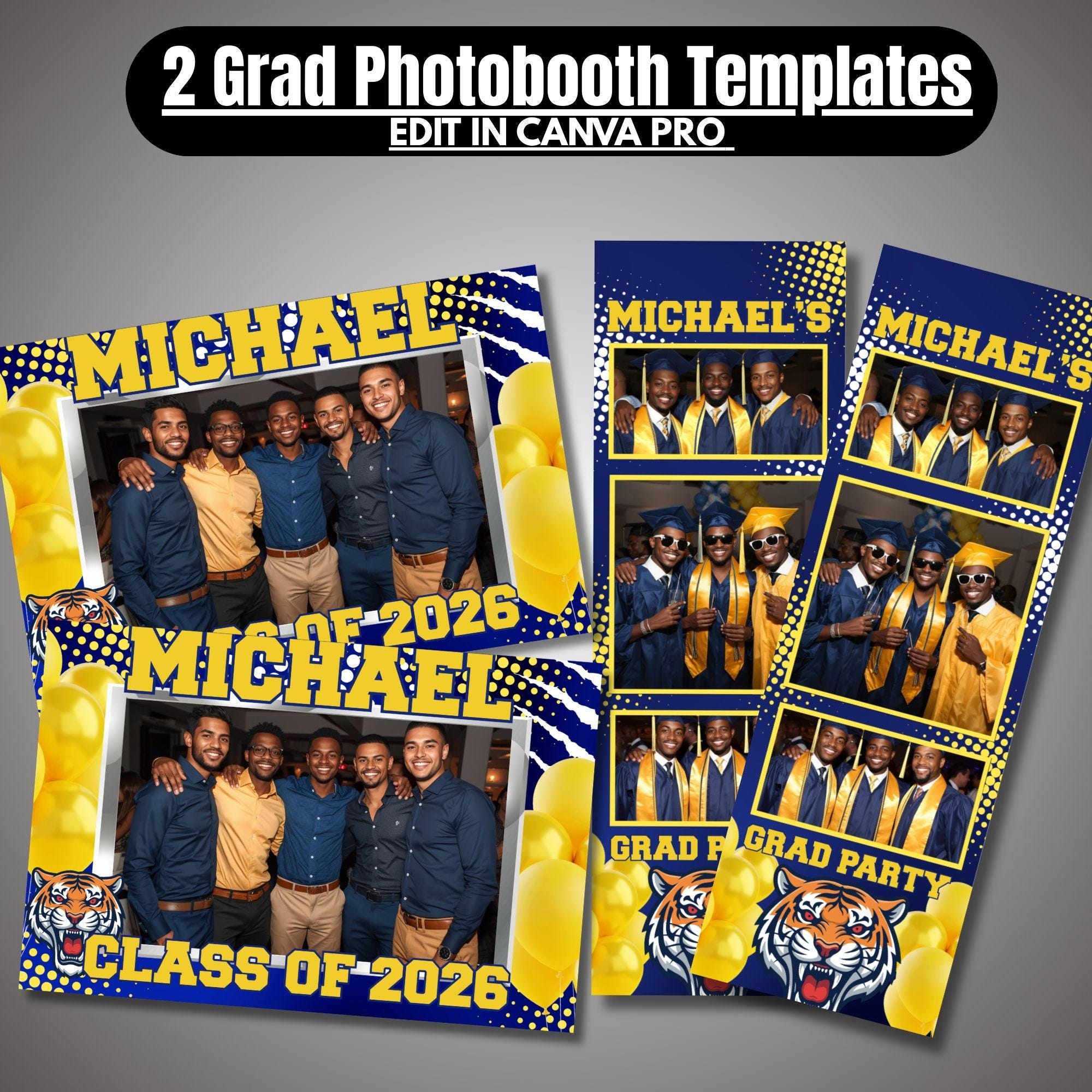 Photo Booth Template, Graduation Party, Canva Template Editable Overlay ...