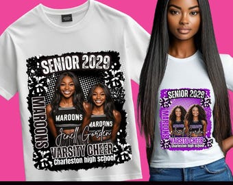cheerleader shirt Design for Canva Template Sublimation Senior Cheer Shirt Gameday Graduation Grad tee Senior night 2026