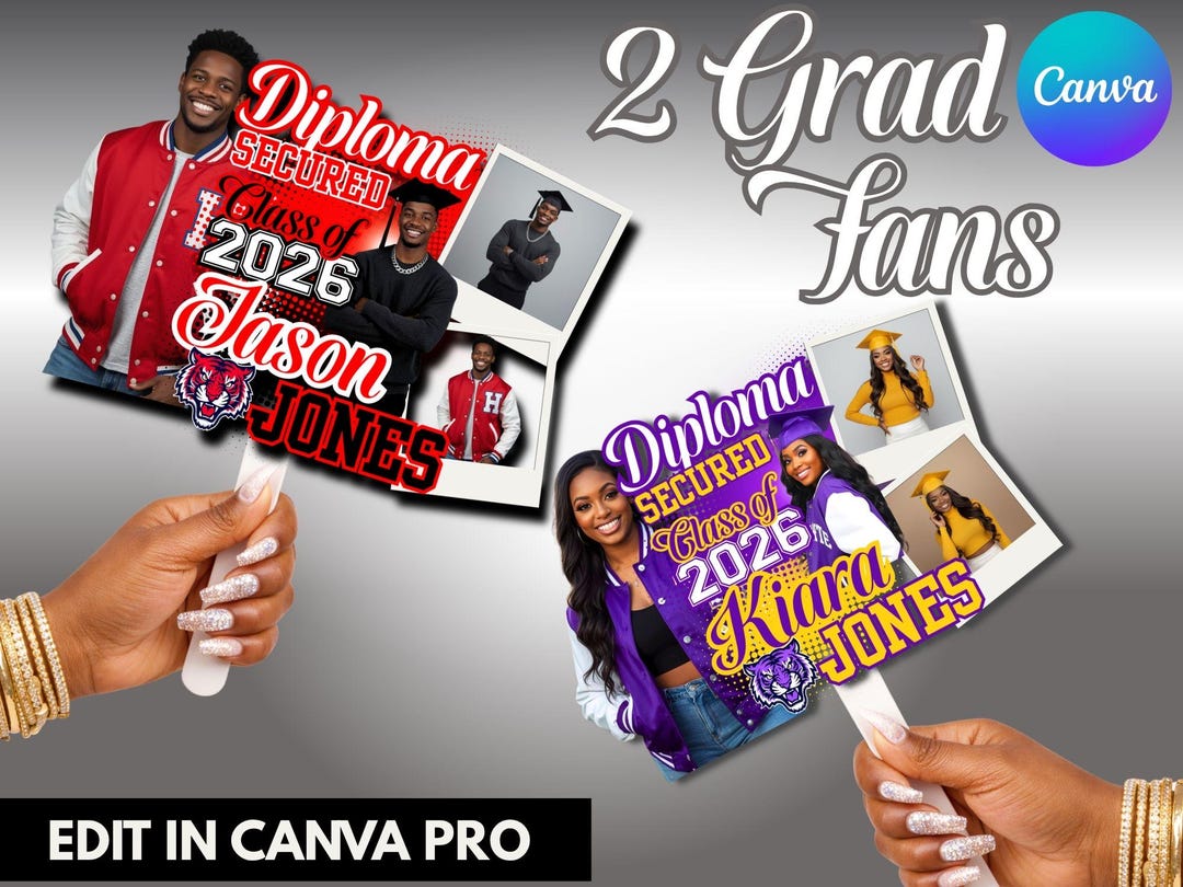 Graduation Fan 2026 Design, Editable Canva Template, Degree Secured ...