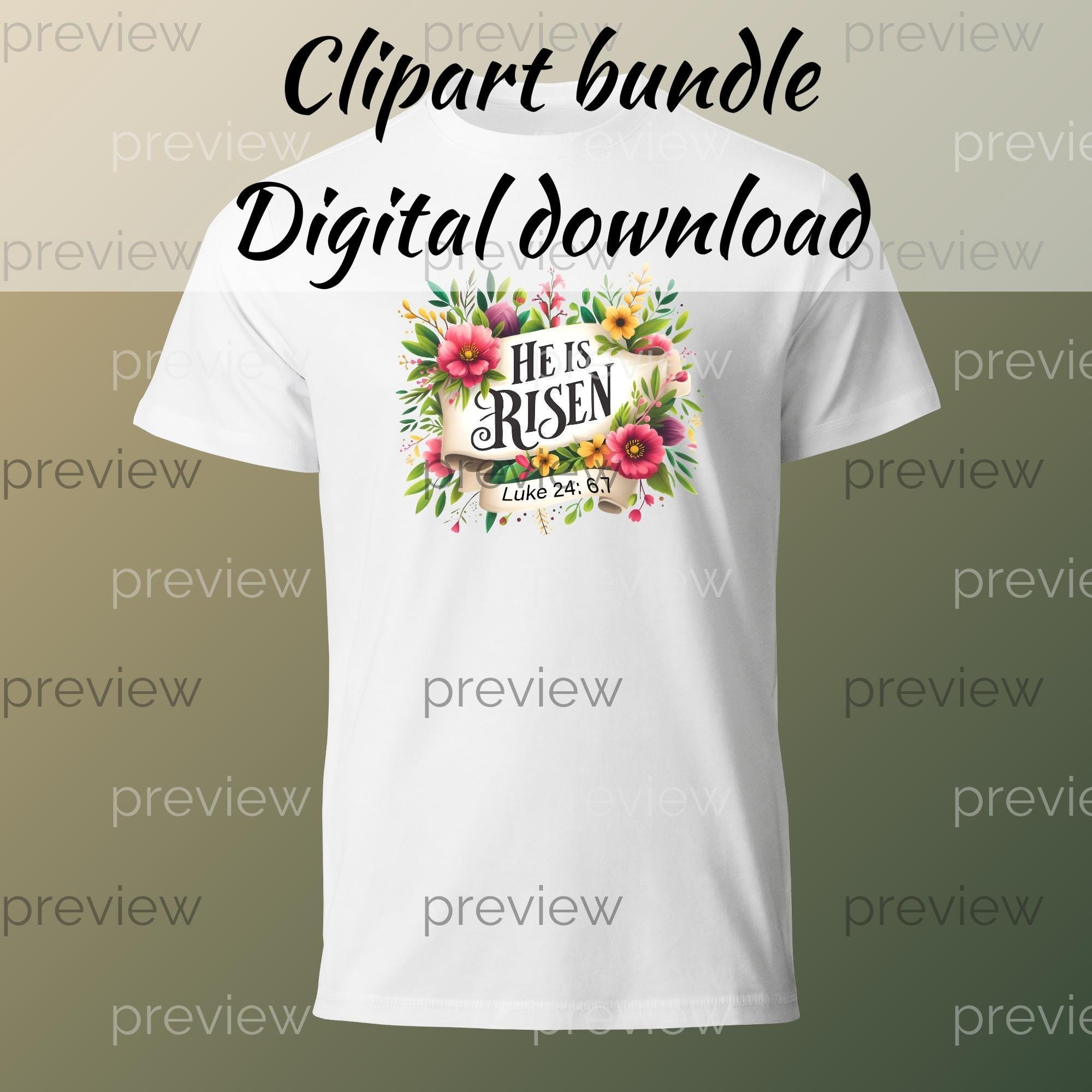 Bible Clipart Cute Png He is Risen Floral Clipart Commercial Use Easter ...