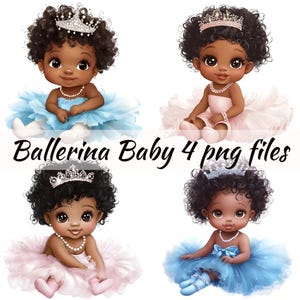 Ballerina Clipart Black Girl with Tutu Commercial Tutu and Tiara - Commercial Use