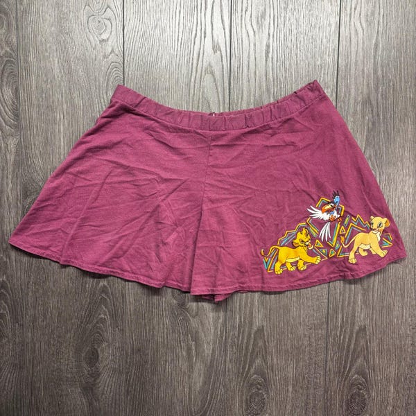 Vintage 90s Disney The Lion King Skort Simba Nala Zazu Maroon Girls Medium 7-8