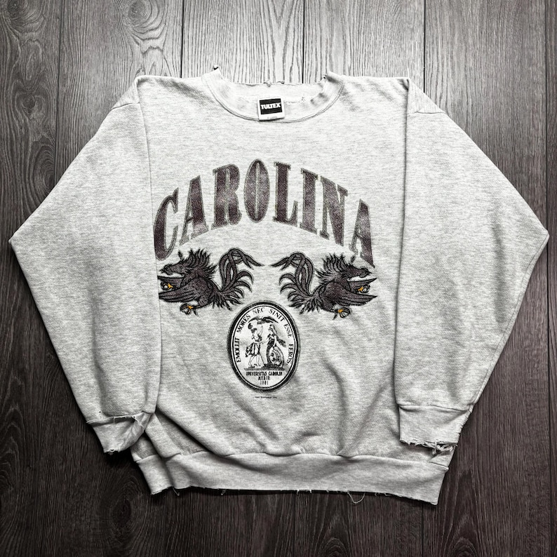 Vintage University of North Carolina NCAA 1990-talets collegetröja L Mellangrå bild 1