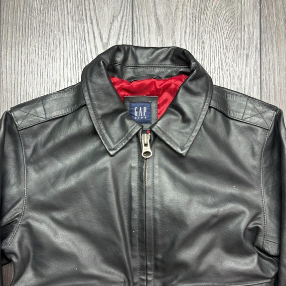 Vintage Gap Kids Leather Jacket in Black Boy's Size Medium 7/8 EUC