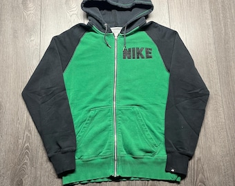Vintage Nike Green bestickter Full-Zip Hoodie Mittlere Tonal Earth Tone Streetwear Essential