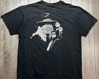 Vintage Johnny Winter Band T Shirt Large Black Faded Distressed