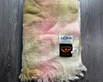 Creagaran The Old Mill Mohair Wolldecke Schottland Pink kariert 36x48 Vintage