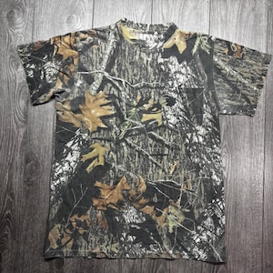 Mossy Oak Break-Up Infinity Camo L Pocket Shirt Mens Hunting Tee Brown Green Y2k image 1