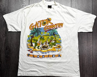Vintage Florida Gator County 1980s White T Shirt Medium Thin