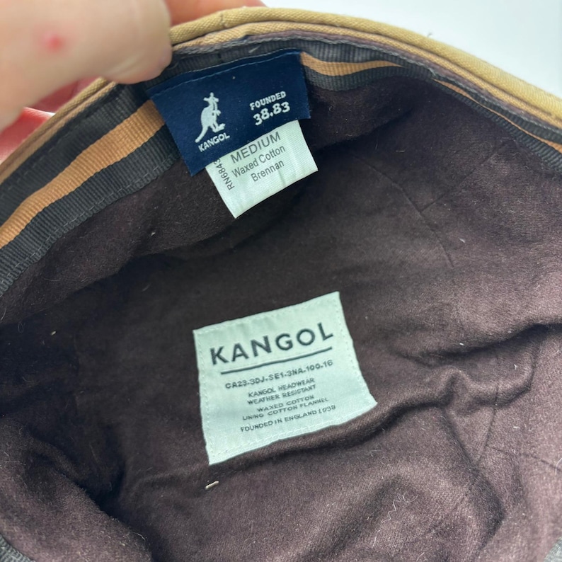 Cappello da cadetto Kangol Brennan in cotone cerato, marrone, con paraorecchie, taglia media CA23-3DJ-SE1 immagine 4